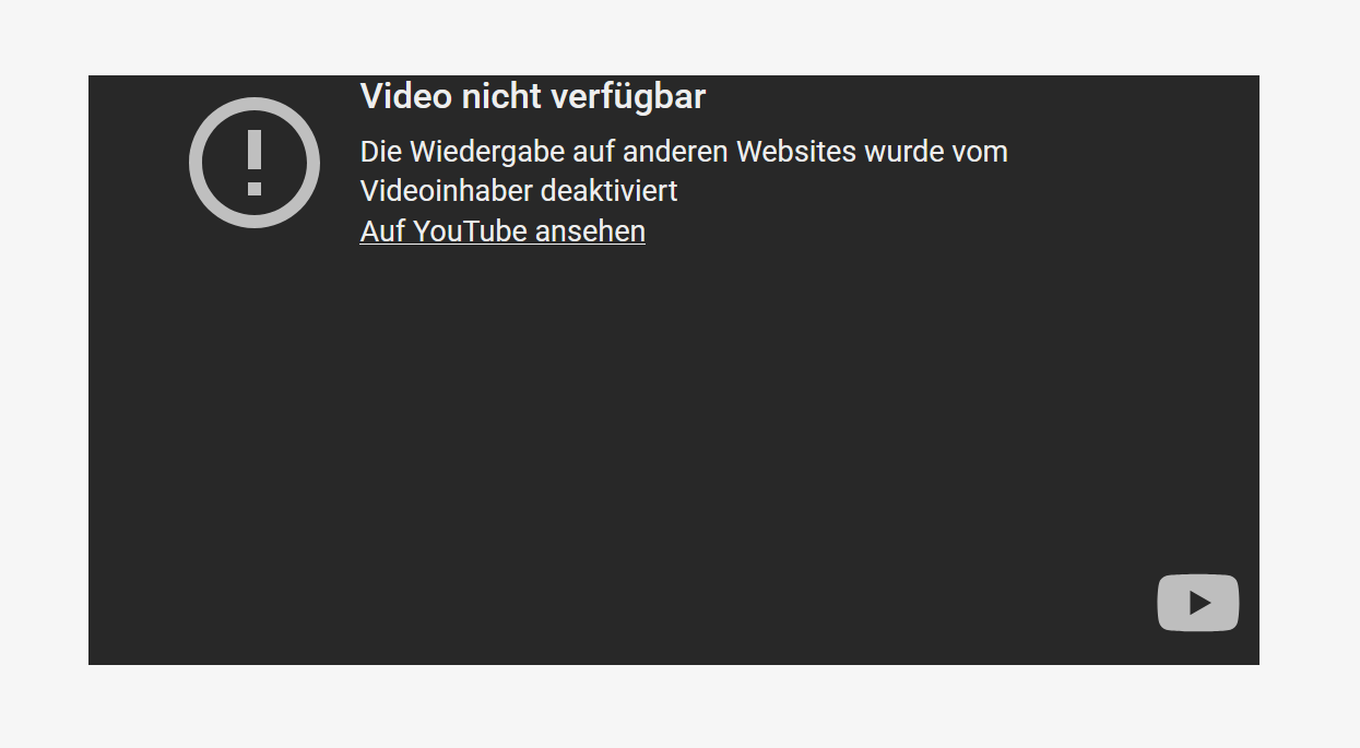 Hinweis zu Youtube Video